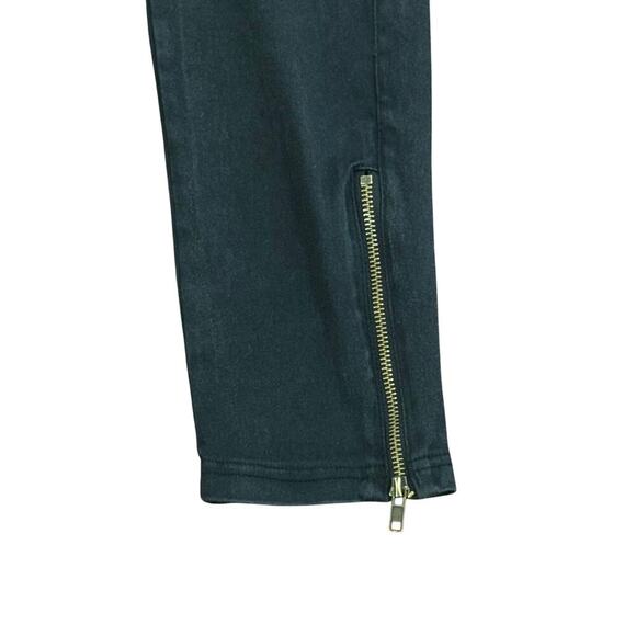 BEULAH Black Stretch Denim Moto Leggings Jeggings Skinny Zipper Ankle Sz M - Picture 7 of 12